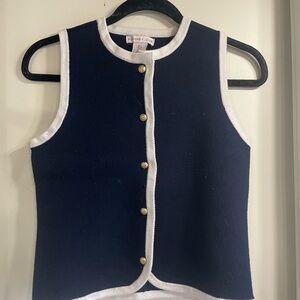 Sincerely Jules Navy Sleeveless Knit Tank with White Trim size S